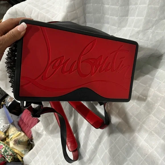 Christian Louboutin Black Studded Backpack with Red Accents - Picture 3 of 13